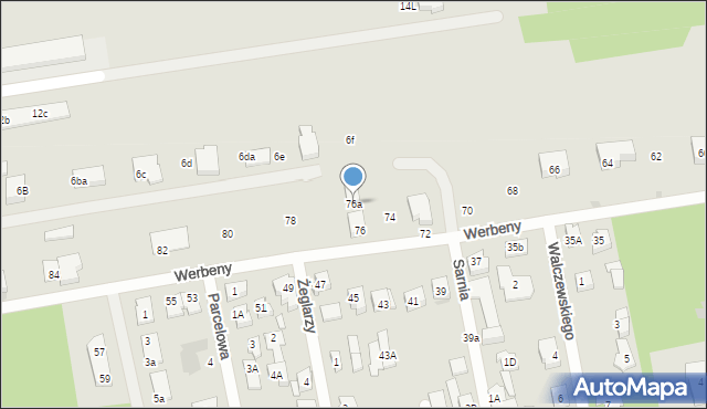 Warszawa, Werbeny, 76a, mapa Warszawy