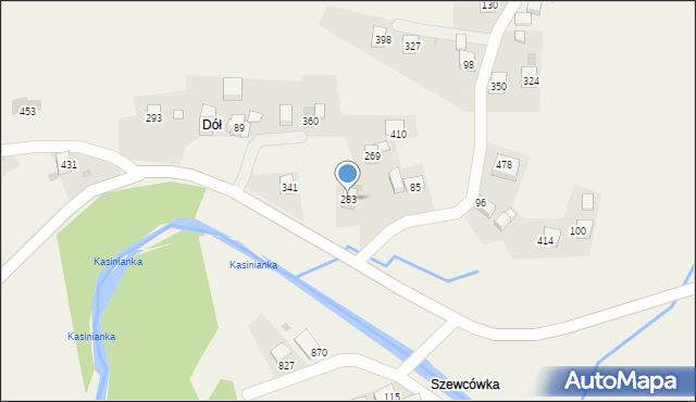 Węglówka, Węglówka, 283, mapa Węglówka