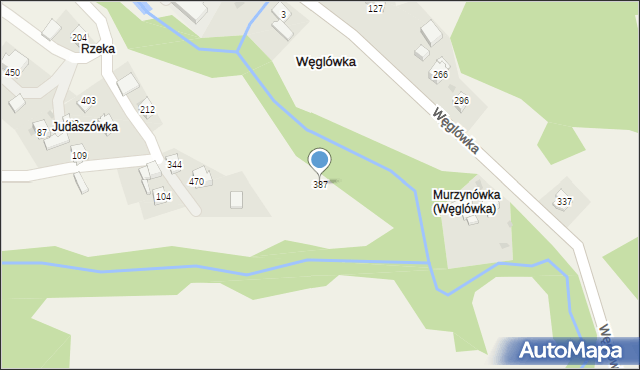 Węglówka, Węglówka, 387, mapa Węglówka