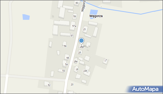 Węgorza, Węgorza, 16a, mapa Węgorza