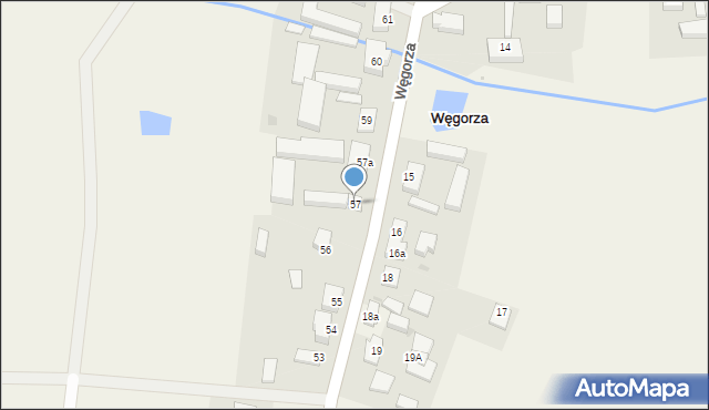 Węgorza, Węgorza, 57, mapa Węgorza