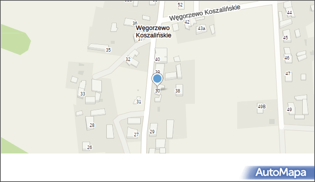 Węgorzewo Koszalińskie, Węgorzewo Koszalińskie, 30, mapa Węgorzewo Koszalińskie