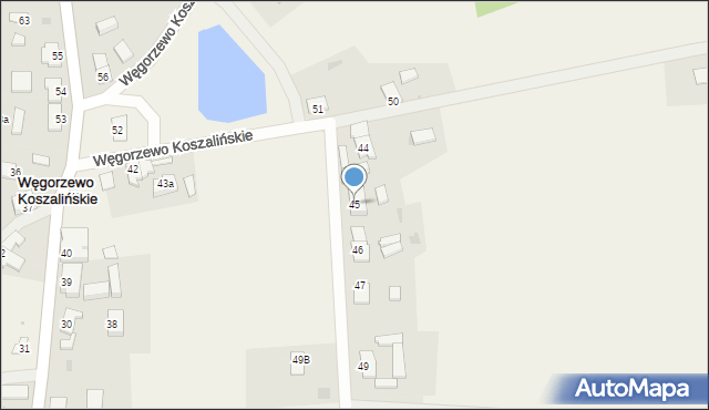 Węgorzewo Koszalińskie, Węgorzewo Koszalińskie, 45, mapa Węgorzewo Koszalińskie