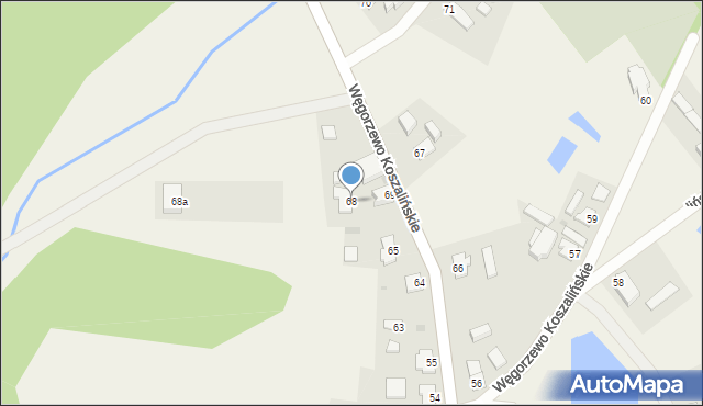 Węgorzewo Koszalińskie, Węgorzewo Koszalińskie, 68, mapa Węgorzewo Koszalińskie