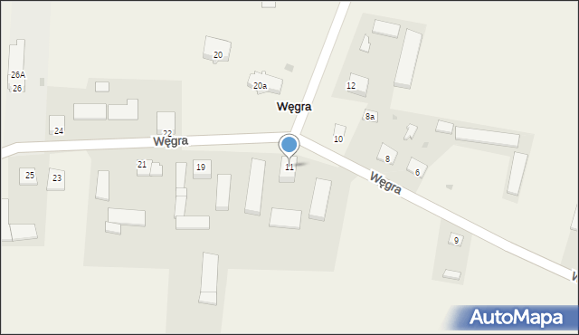 Węgra, Węgra, 11, mapa Węgra