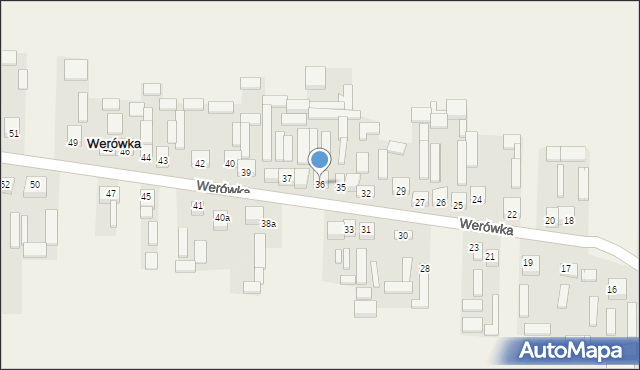 Werówka, Werówka, 36, mapa Werówka