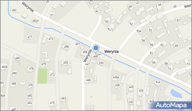 Werynia, Werynia, 447A, mapa Werynia