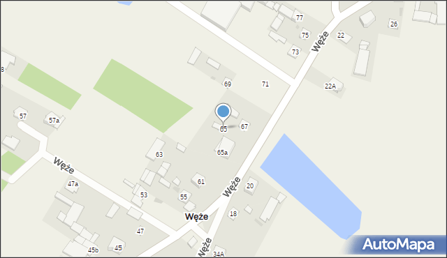 Węże, Węże, 65, mapa Węże