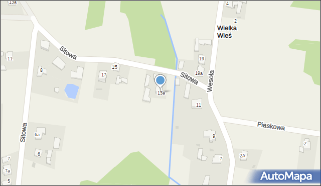 Wielka Wieś, Wesoła, 13a, mapa Wielka Wieś