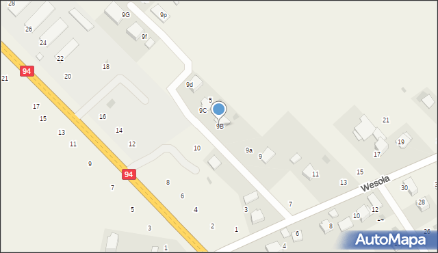 Wielka Wieś, Wesoła, 9B, mapa Wielka Wieś