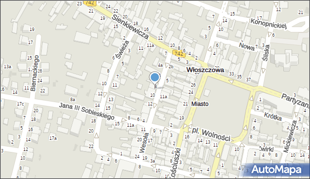 Włoszczowa, Wesoła, 8a, mapa Włoszczowa