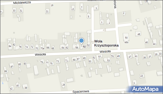 Wola Krzysztoporska, Wesoła, 56, mapa Wola Krzysztoporska