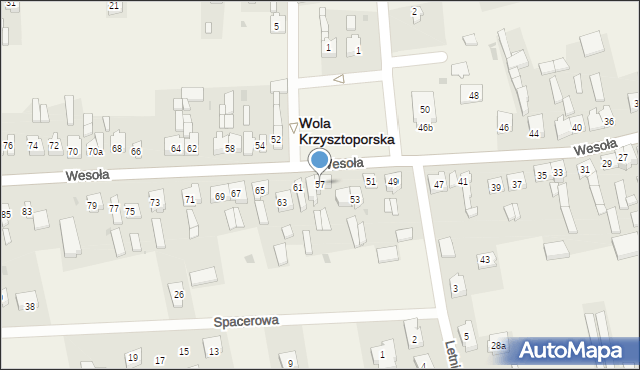 Wola Krzysztoporska, Wesoła, 57, mapa Wola Krzysztoporska