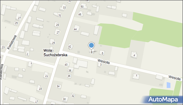 Wola Suchożebrska, Wesoła, 8, mapa Wola Suchożebrska