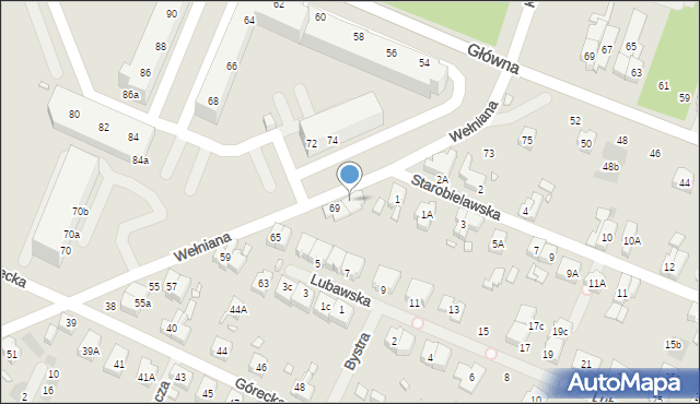 Wrocław, Wełniana, 69A, mapa Wrocławia