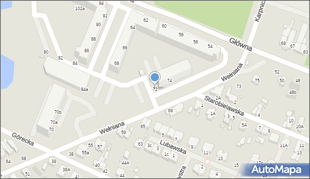 Wrocław, Wełniana, 72, mapa Wrocławia