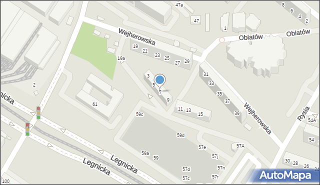Wrocław, Wejherowska, 7, mapa Wrocławia
