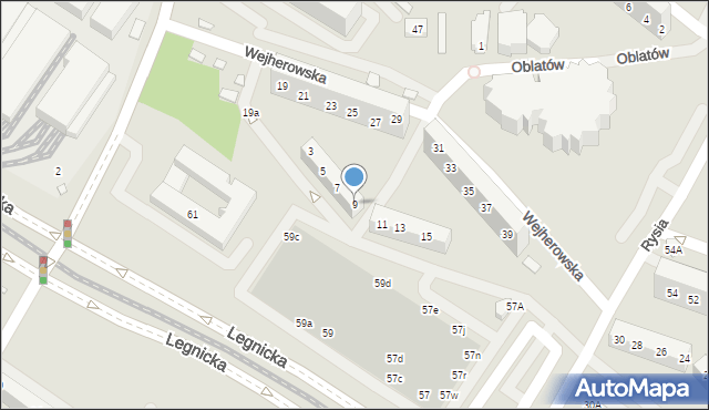 Wrocław, Wejherowska, 9, mapa Wrocławia