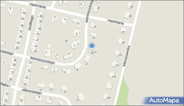 Wrocław, Wereszyckiego Henryka, prof., 12, mapa Wrocławia