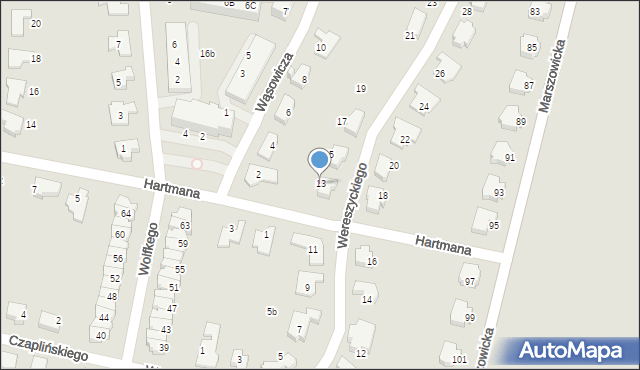 Wrocław, Wereszyckiego Henryka, prof., 13, mapa Wrocławia