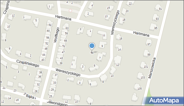 Wrocław, Wereszyckiego Henryka, prof., 5b, mapa Wrocławia