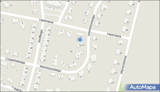 Wrocław, Wereszyckiego Henryka, prof., 9, mapa Wrocławia