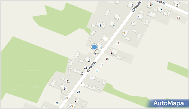 Wymysłów, Wesoła, 14, mapa Wymysłów