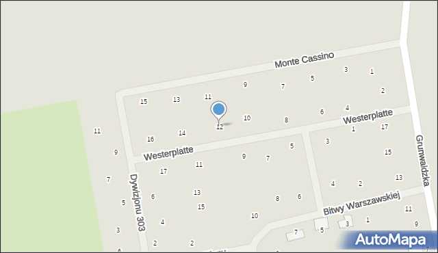 Wysokie Mazowieckie, Westerplatte, 12, mapa Wysokie Mazowieckie
