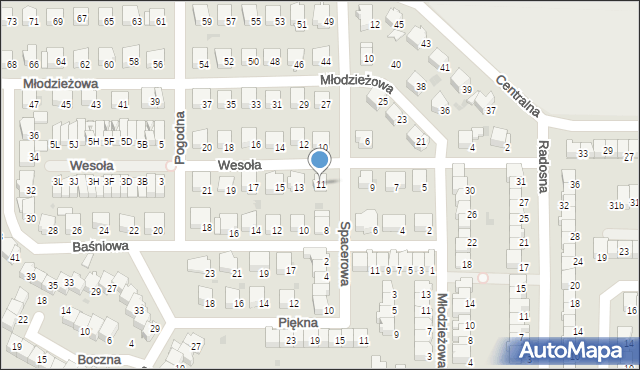 Wyszków, Wesoła, 11, mapa Wyszków