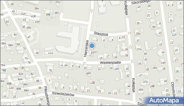 Ząbki, Westerplatte, 13, mapa Ząbki