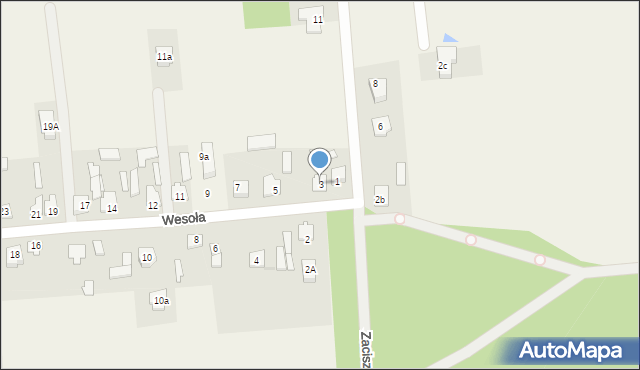 Zaborówek, Wesoła, 3, mapa Zaborówek