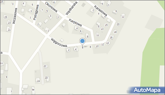 Zaborówiec, Węgorzowa, 6, mapa Zaborówiec