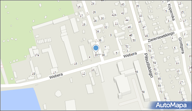 Zabrze, Webera Stanisława, 13, mapa Zabrza