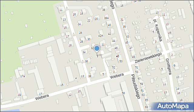 Zabrze, Webera Stanisława, 9, mapa Zabrza
