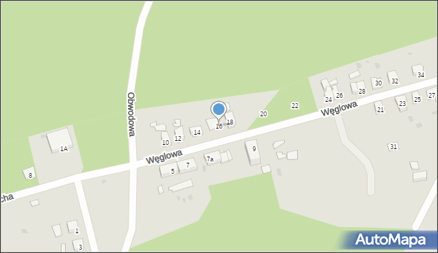 Żagań, Węglowa, 16, mapa Żagań