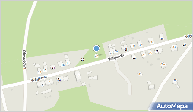 Żagań, Węglowa, 22, mapa Żagań