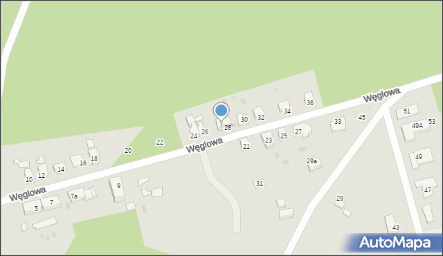 Żagań, Węglowa, 28a, mapa Żagań