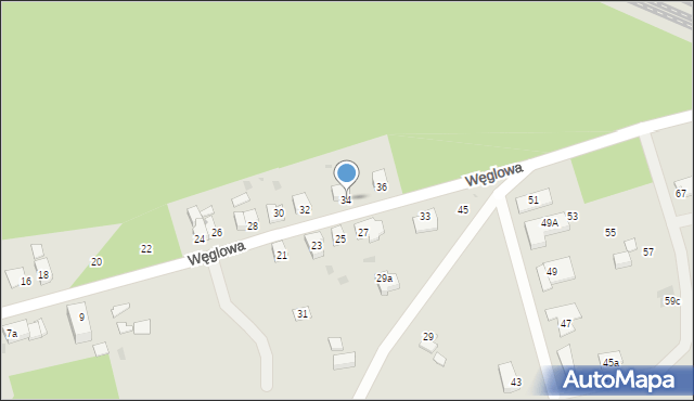 Żagań, Węglowa, 34, mapa Żagań