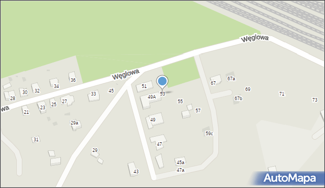 Żagań, Węglowa, 53, mapa Żagań
