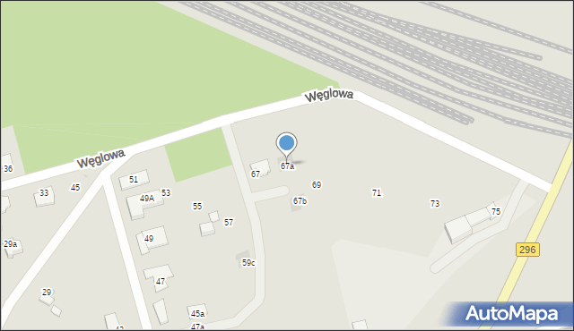 Żagań, Węglowa, 67a, mapa Żagań