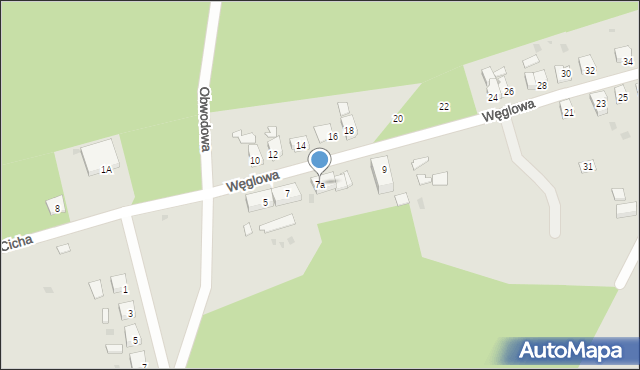 Żagań, Węglowa, 7a, mapa Żagań