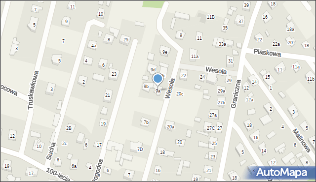Zagościniec, Wesoła, 9a, mapa Zagościniec