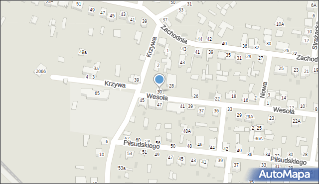 Zaklików, Wesoła, 30, mapa Zaklików