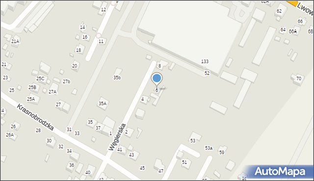 Zamość, Węgierska, 6, mapa Zamościa