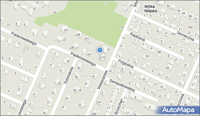 Zamość, Weteranów, 12, mapa Zamościa