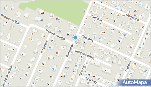 Zamość, Weteranów, 19, mapa Zamościa