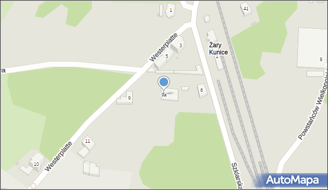 Żary, Westerplatte, 9a, mapa Żary