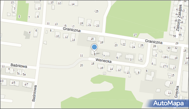 Zaścianki, Wenecka, 9, mapa Zaścianki