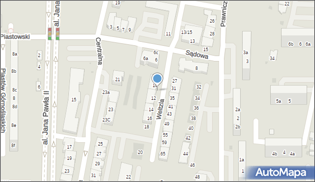 Żory, Weltzla Augustyna, ks. dr., 10c, mapa Żor