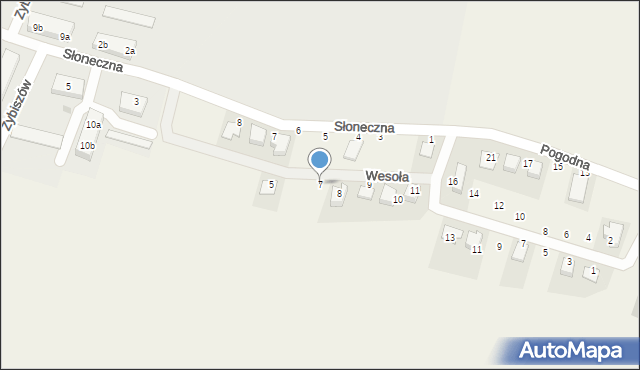 Zybiszów, Wesoła, 7, mapa Zybiszów